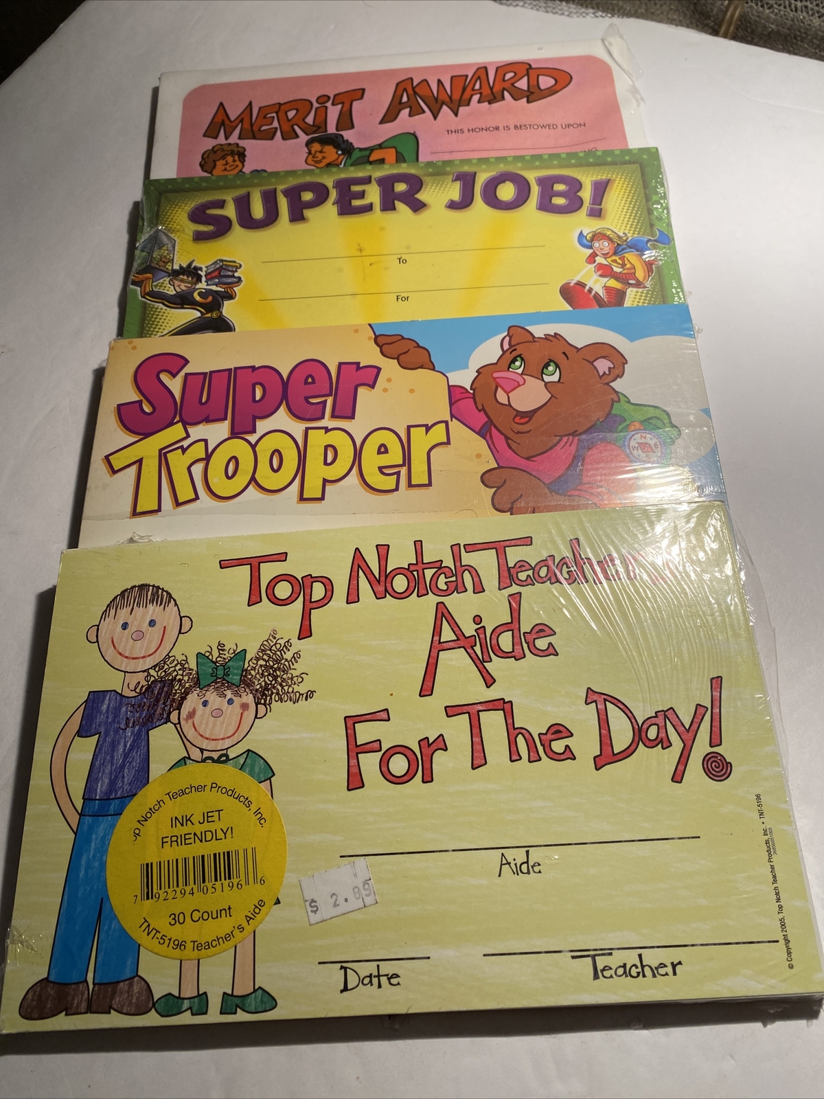 Teacher’s reward Certificates for middle school students and younger Sealed zac
