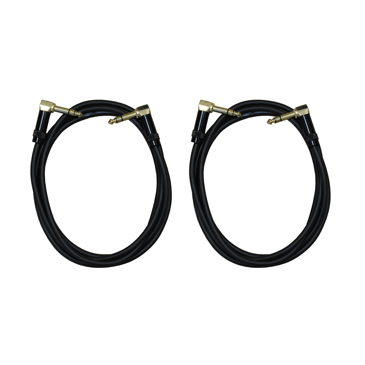 Audio2000's E25112P2 12Ft 1/4" TRS Right Angle to TRS Right Angle Cable (2 Pack)