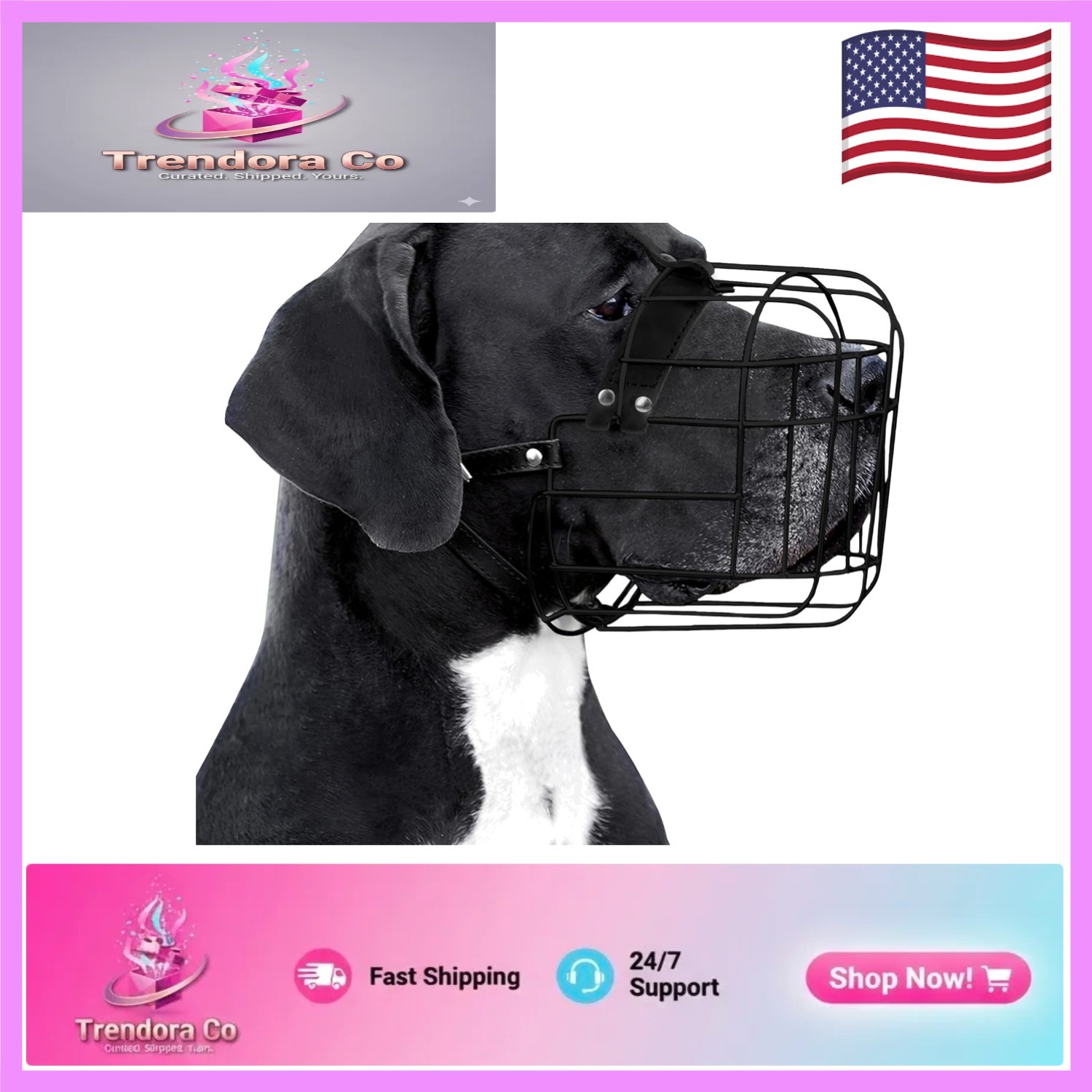 Dog Muzzle with Neoprene Padding for Large Breeds - Great Dane Size