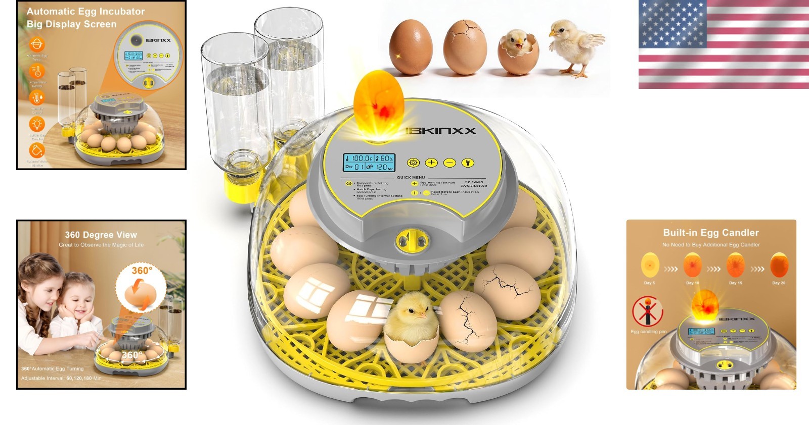 Upgraded Egg Incubator with Temperature & Humidity Control