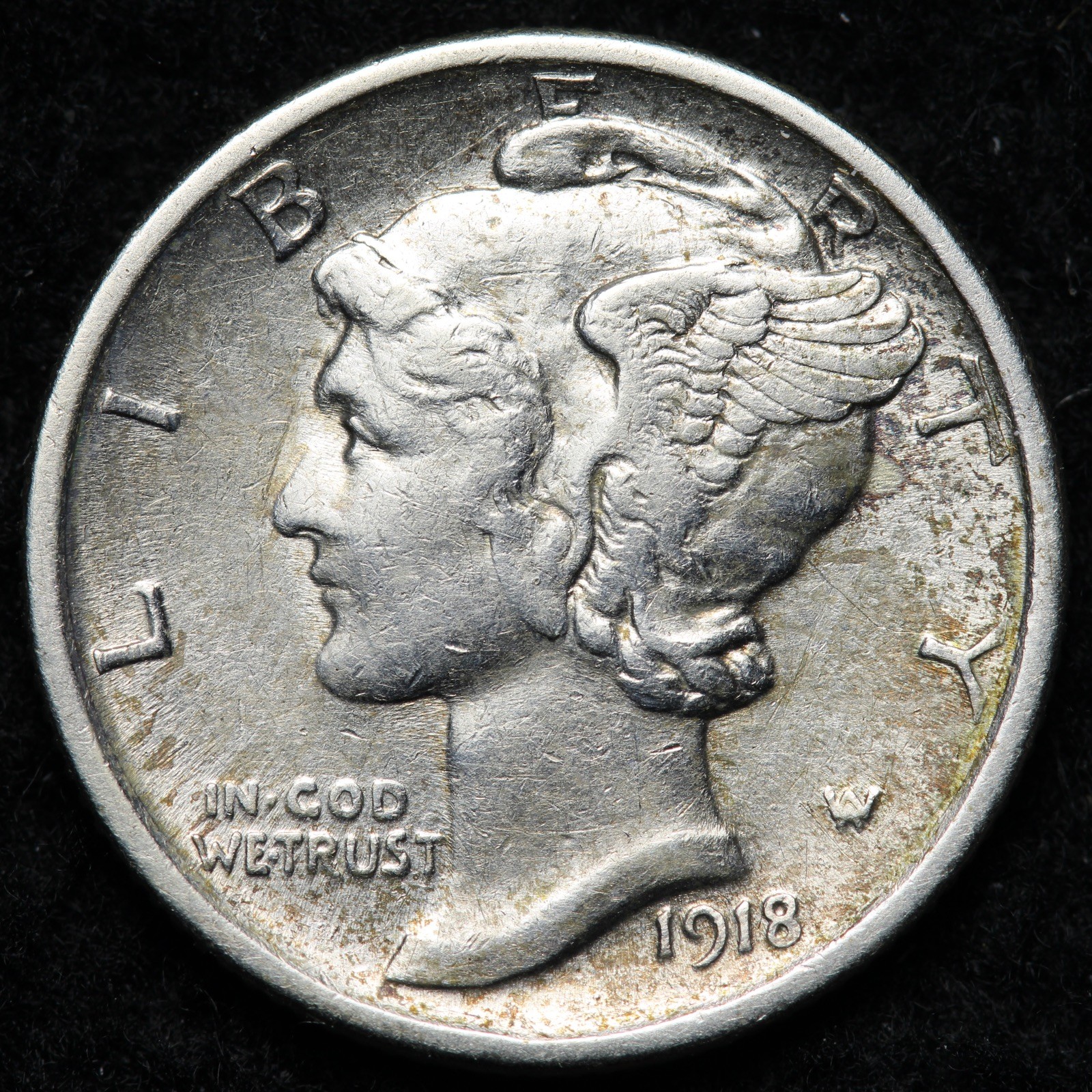 1918-S Mercury Silver Dime AU+ E240 AJNB