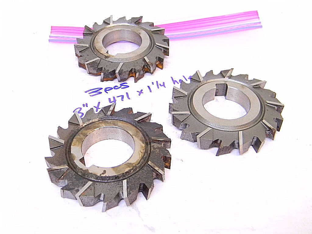 NEW SURPLUS 3PCS. NIAGARA HSS STAGGERED TOOTH MILLING CUTTERS 3" x .471" x 1-1/4