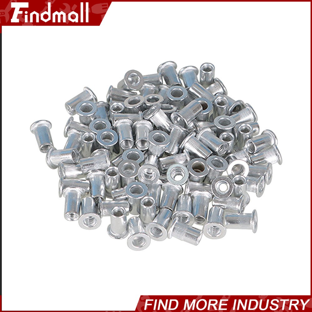 Findmall 100 Pack 10- 24 Aluminum Rivet Nut Rivnut Insert Nutsert SAE