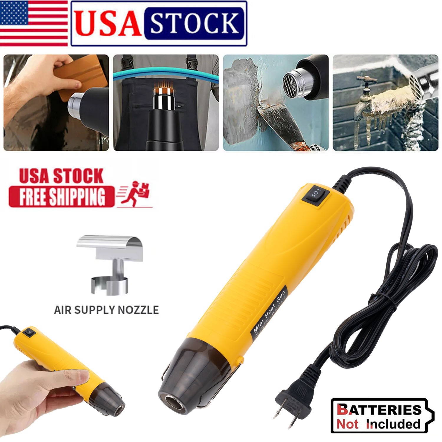 Mini Heat Gun 350W Dual Temp 482°F-752°F (250℃/400℃) with Nozzle for Crafting