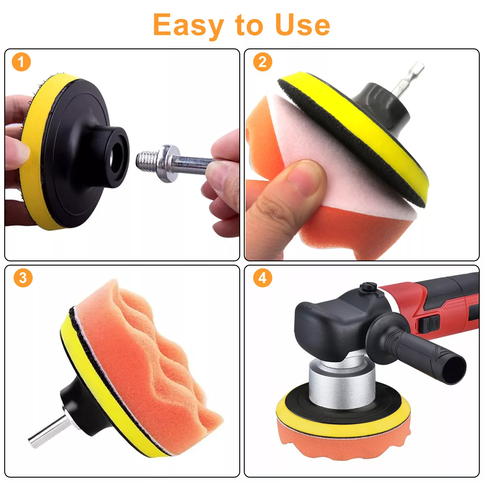 9Pcs 5 Inch Car Buffing Polishing Pads Waxing Sponge Foam Kit for Polisher Drill