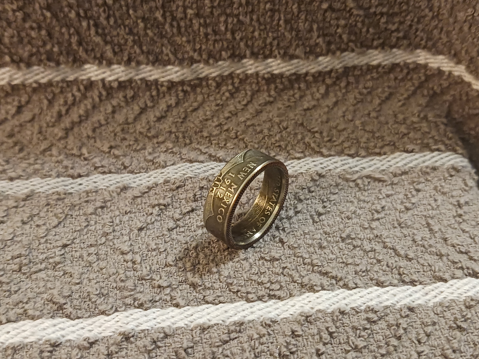 New Mexico Handcrafted Washington Quarters coin ring, size 8  2008