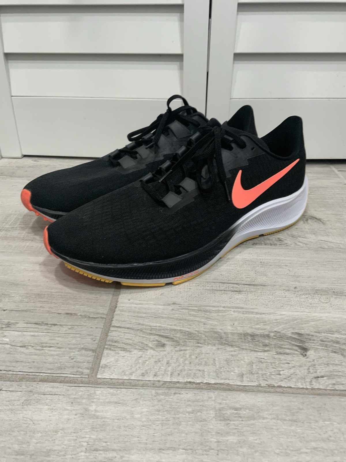 NIKE AIR ZOOM PEGASUS 37 Men’s 15 D Black  BQ9646-010 Running Sneakers LN-EUC