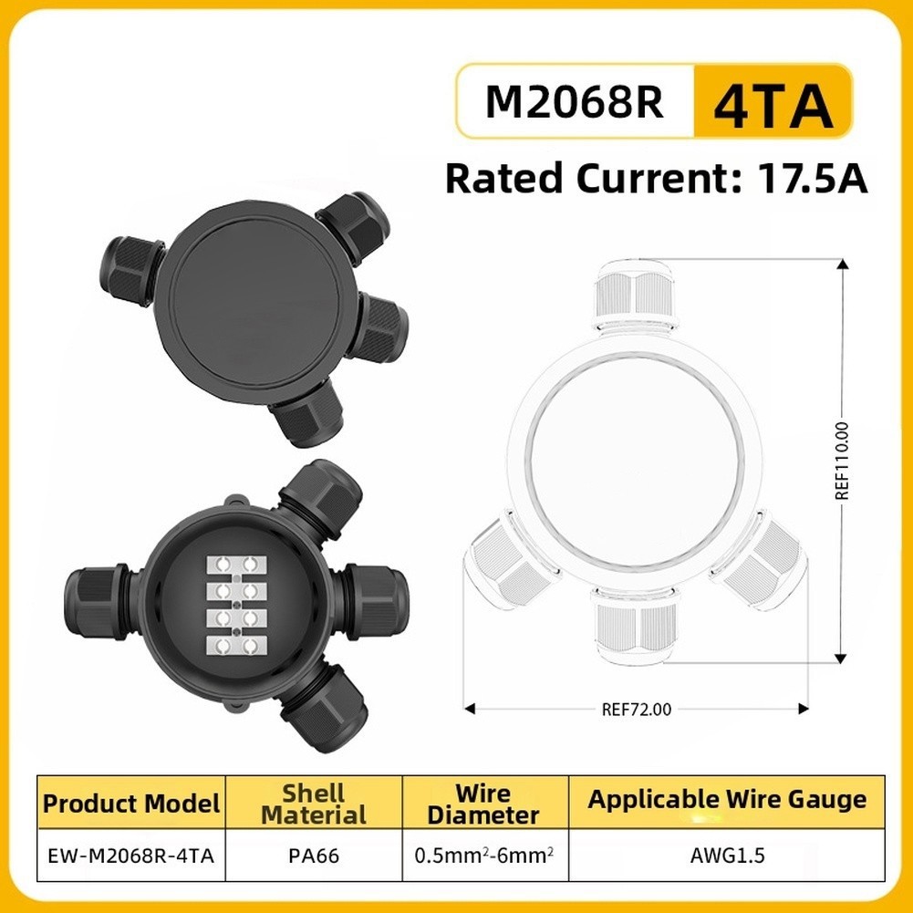 Compact IP68 Junction Box 110x72mm Black Plastic for Wet or Dry Environments