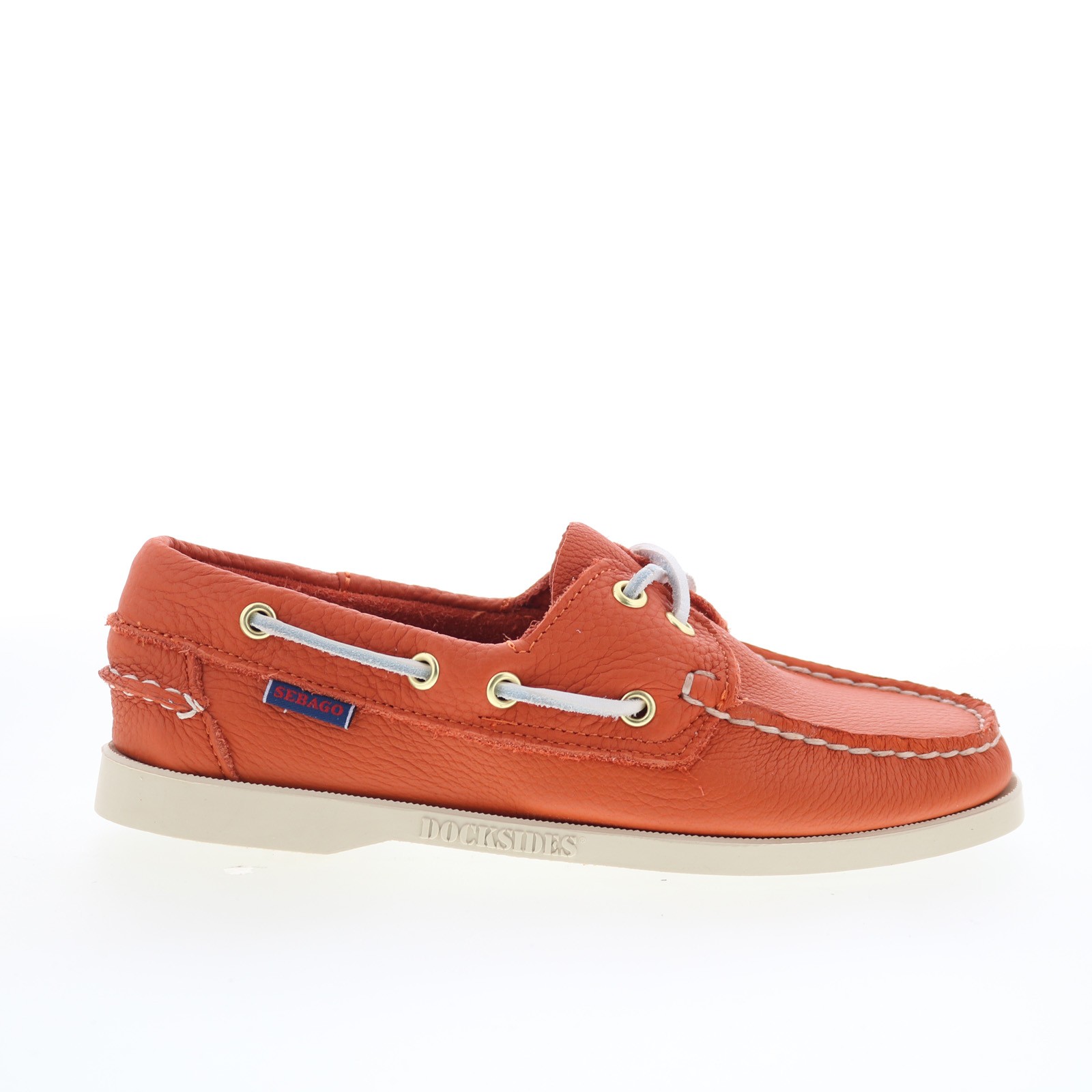 Sebago Portland Fisher Womens Orange Leather Loafers & Slip Ons Boat Shoes