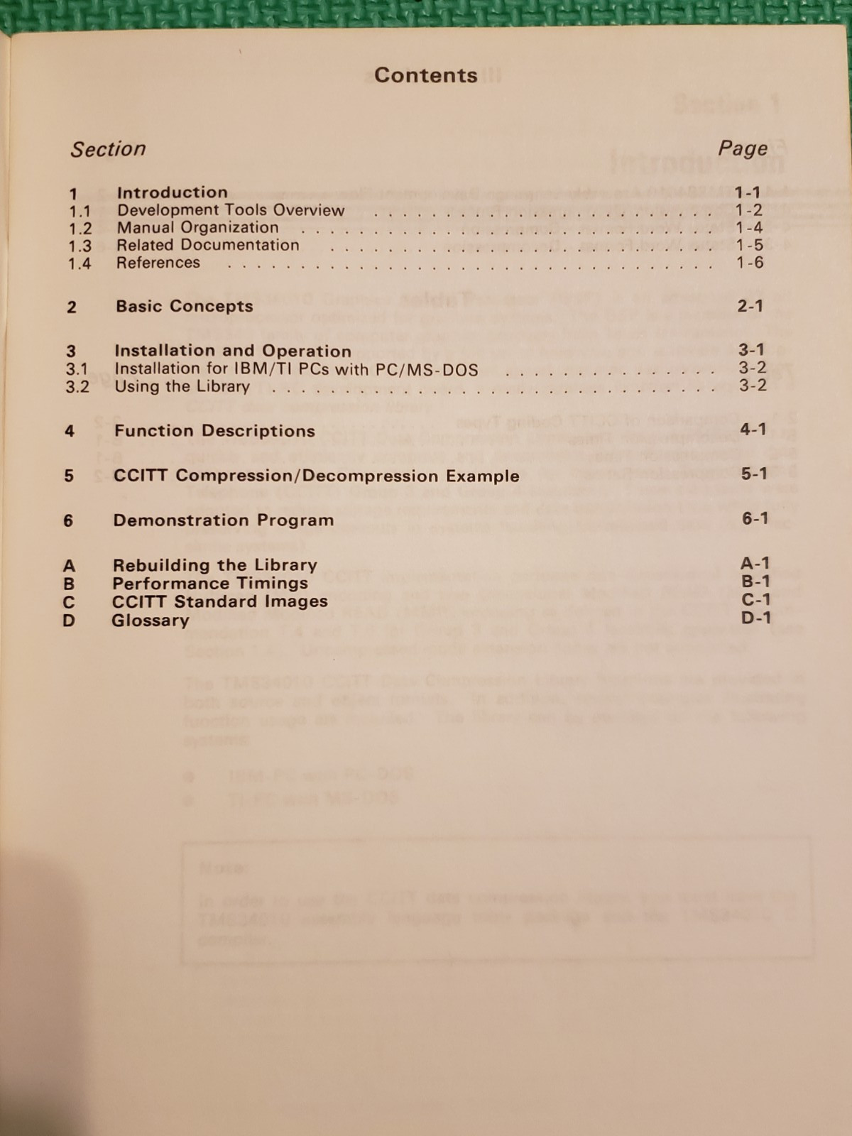 Texas Instrument TMS34010 CCITT Data Compression Library User's Guide 1988
