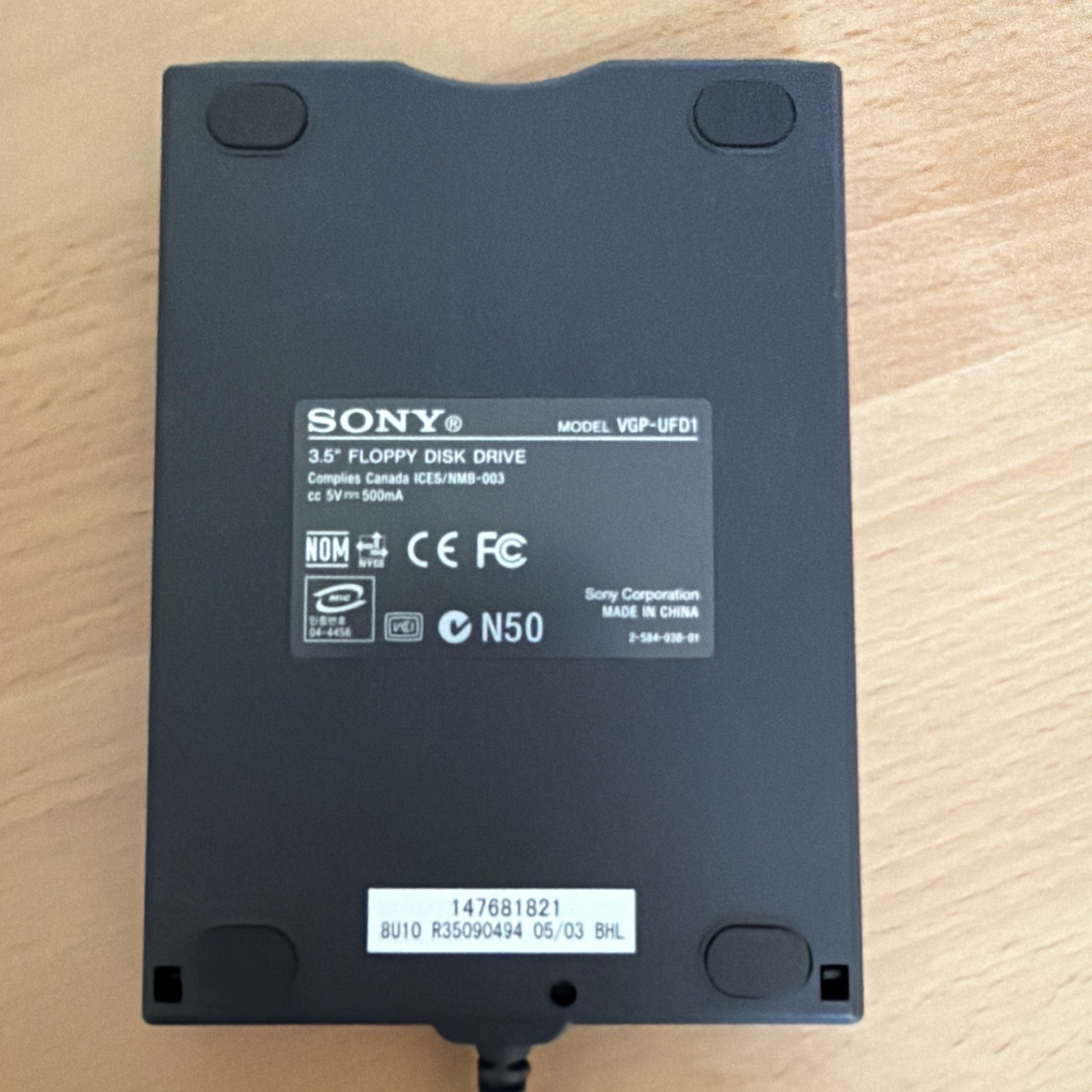 SONY Vaio VGP-UFD1 BK Bus-Powered USB Floppy Disk Drive External Tested