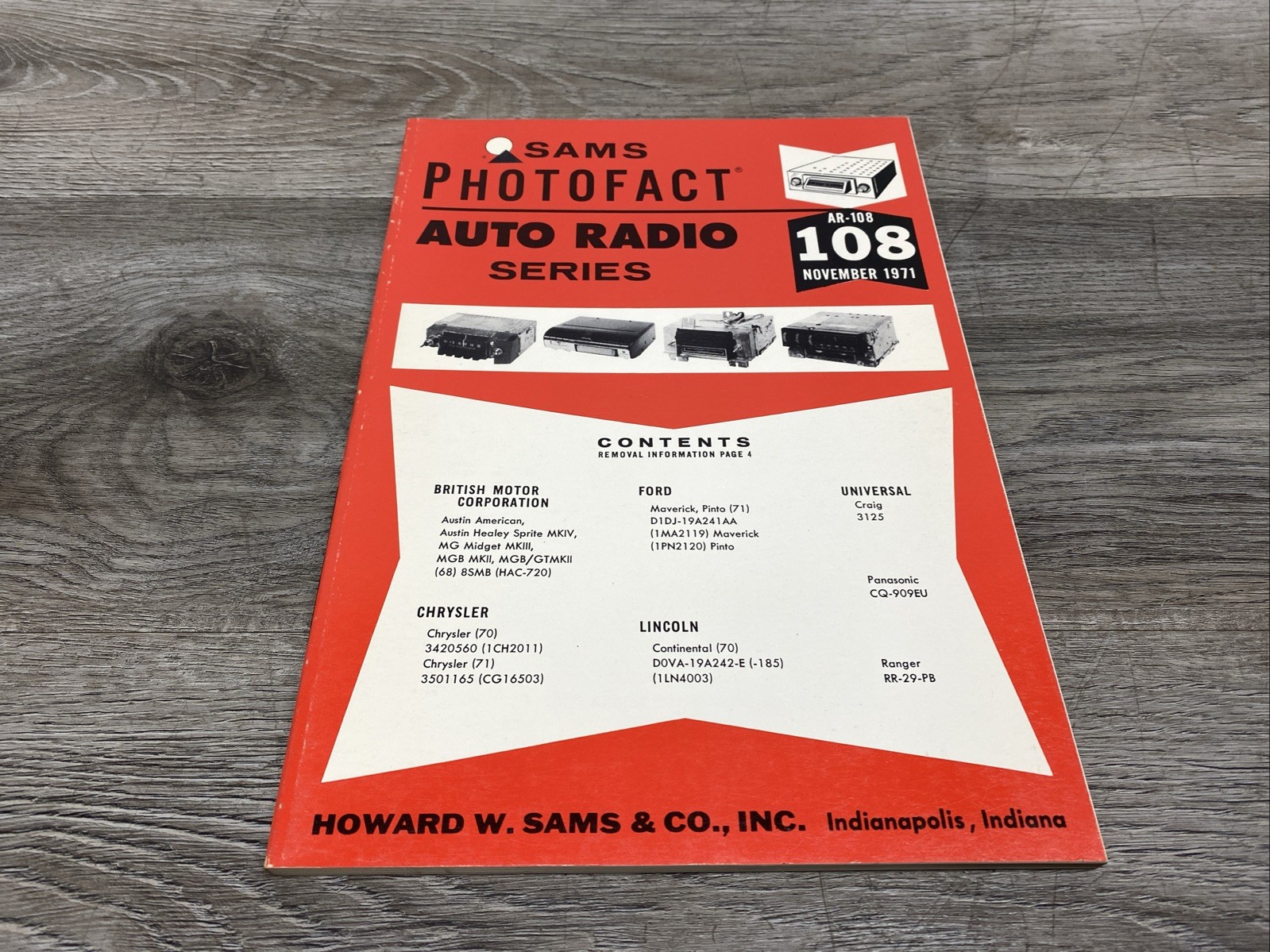 Sams Photofact Auto Radio Service Data Series Repair Magazine # AR-108