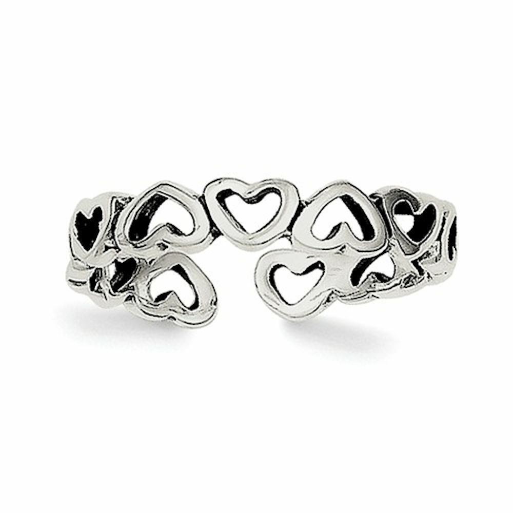 Womens Heart Toe Ring Solid 92 Sterling Silver