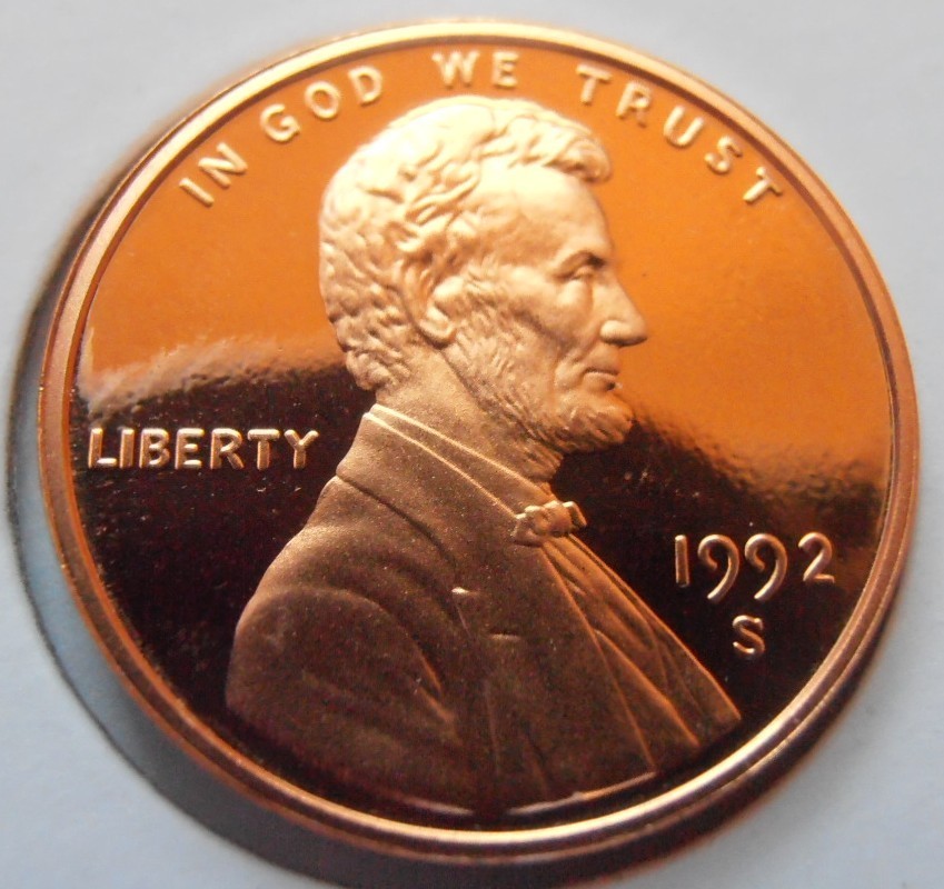1992 S Lincoln Cent -  Beautiful PROOF Coin, FREE SHIPPING