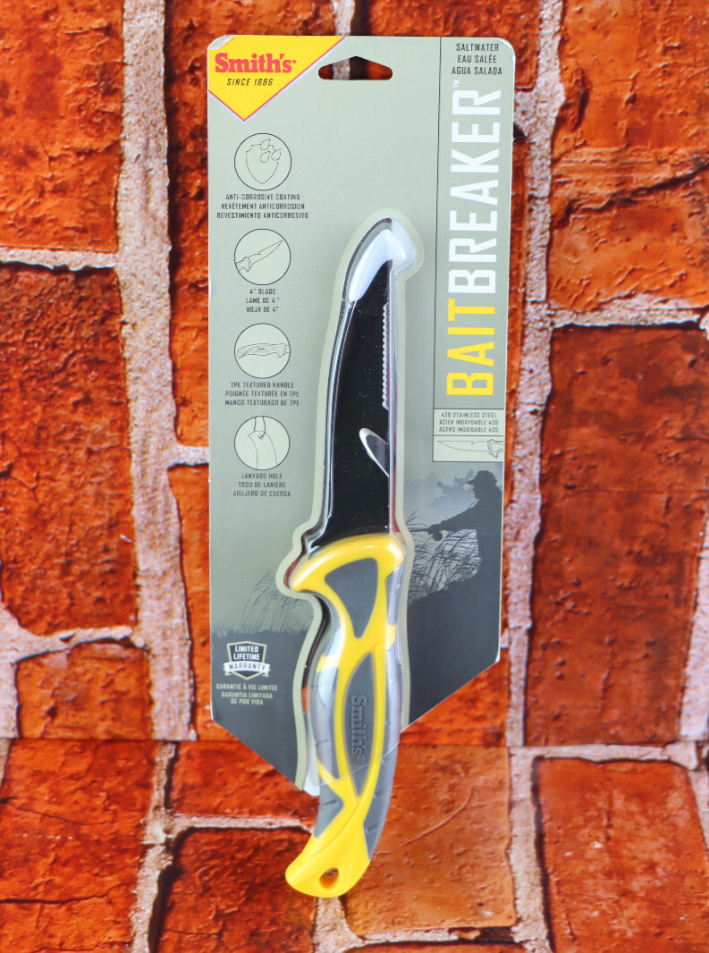 Smith's 51092 Saltwater Stainless Steel Fishing Bait Breaker Fixed Knife