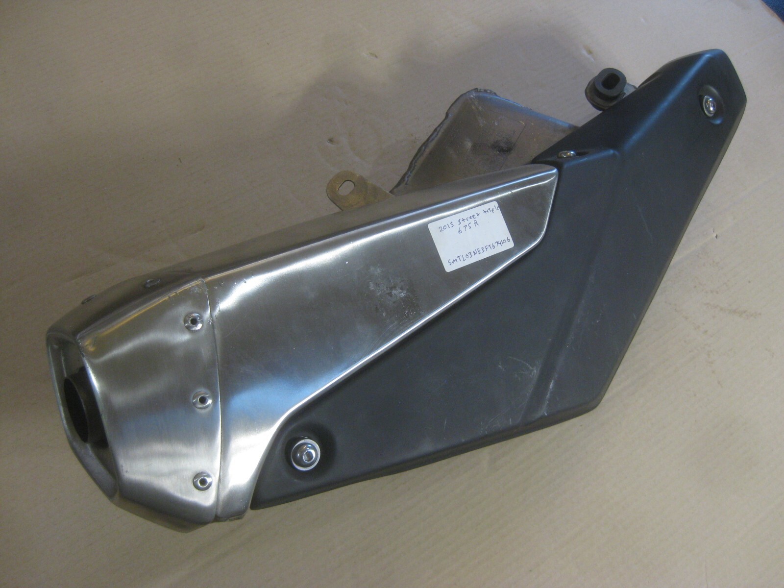08-18 OEM Triumph 675 R Exhaust Slipon Muffler Heat Shield