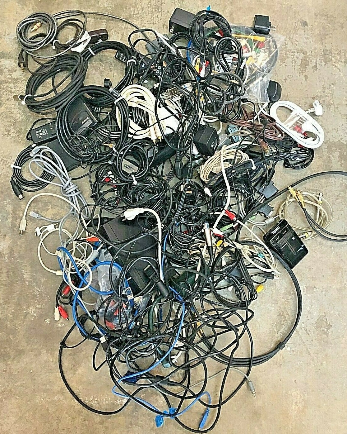 Mixed Electronics Lot Chargers Power Cables USB AC Adapters Untested Bulk