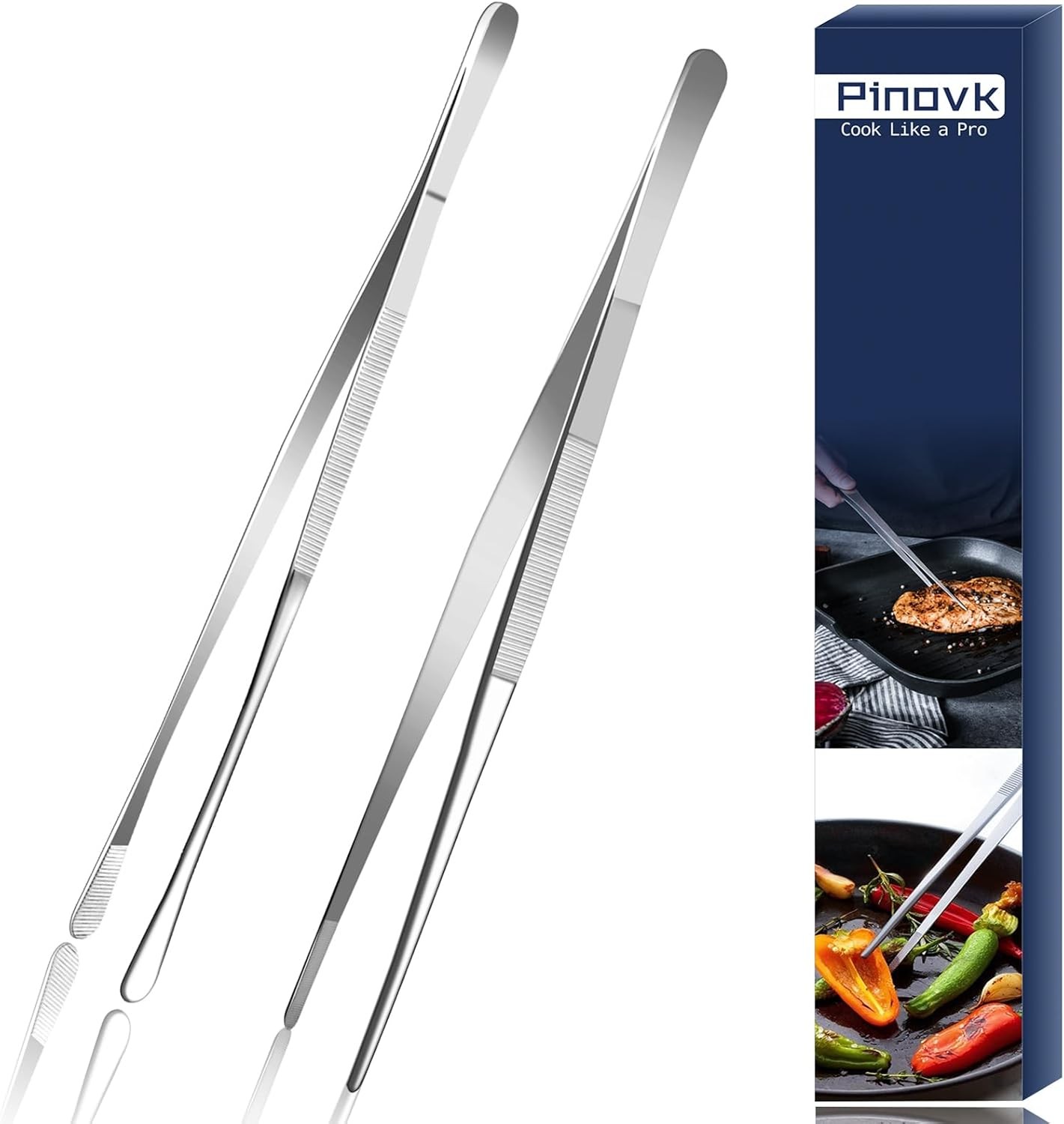 Kitchen Tweezers Tongs, Cooking Tweezers Stainl Steel - 12-inch Ideal
