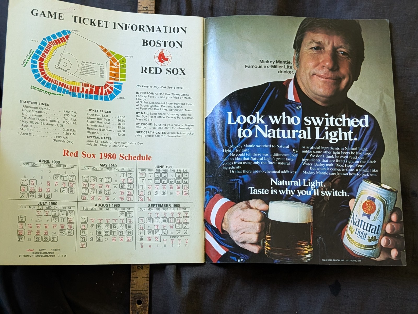 1980 Redsox souvenir baseball program