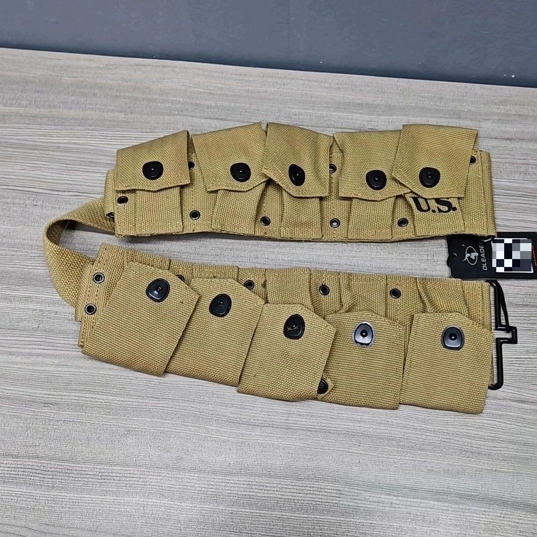 WWII US Army M1928 Garand Canvas Pouch 6/10 Cell Vintage Military Waist Bag