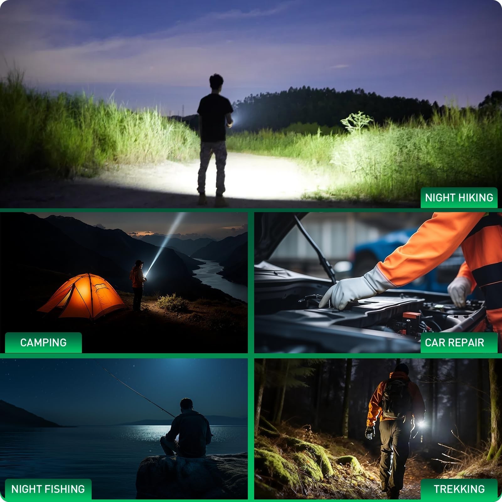 FORTO Compact Rechargeable Spotlight with Adjustable Focus, Handheld Spot Lig...