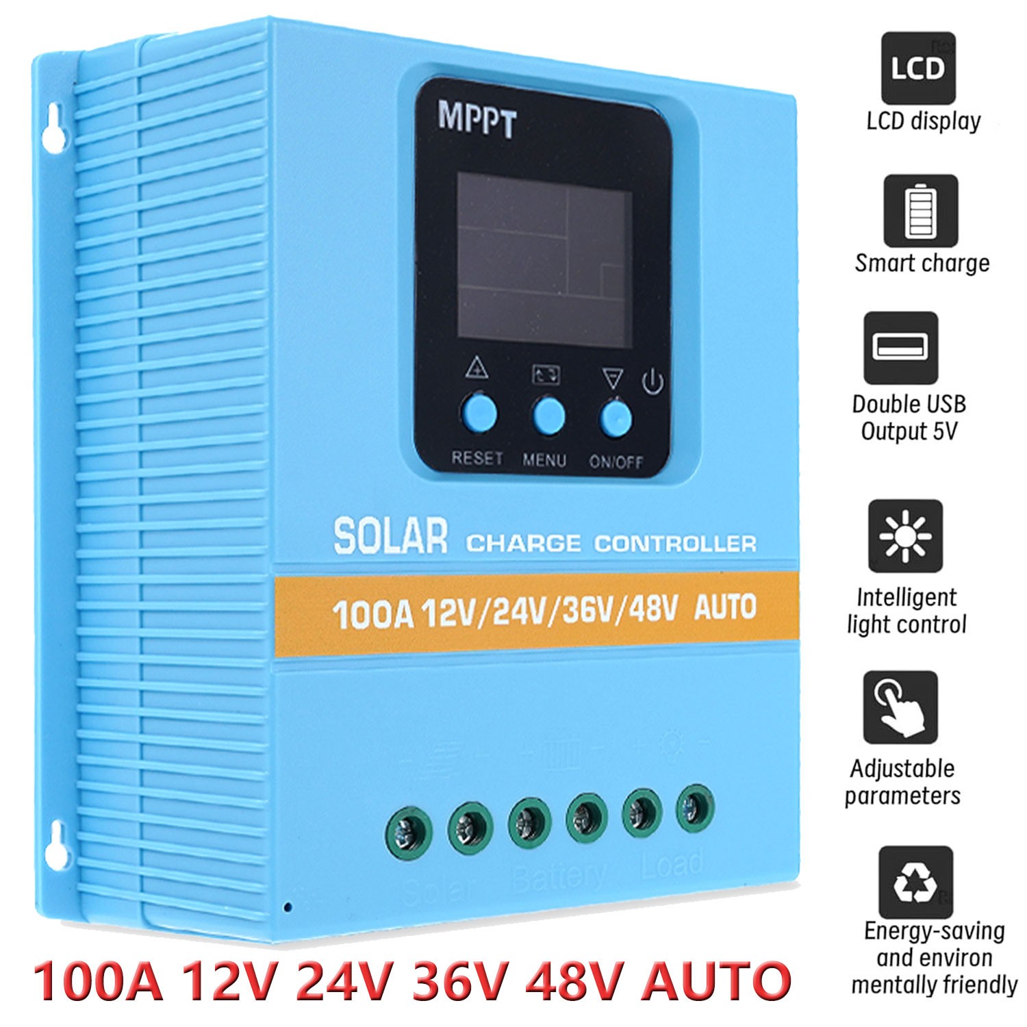 4800W 100A MPPT Solar Charge Controller 12V/24V/36V/48V Battery PV Regulator US