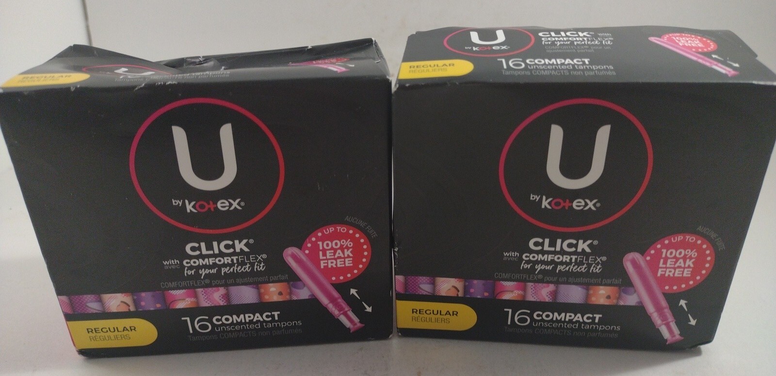 Tampons (2) U By Kotex Click Compact Tampons Regular Unscented 16 ct ea D9