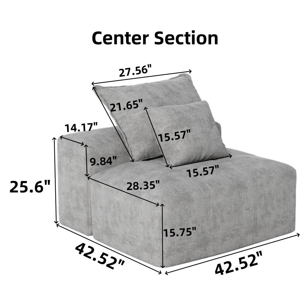 Large Blue Chenille Modular Sectional Sofa, 30+ Configurations, Free Ship