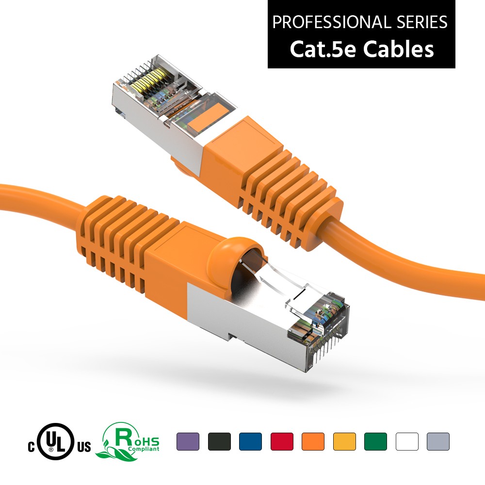 0.5Ft CAT5E Shielded (FTP) Ethernet Network Booted Cable Orange