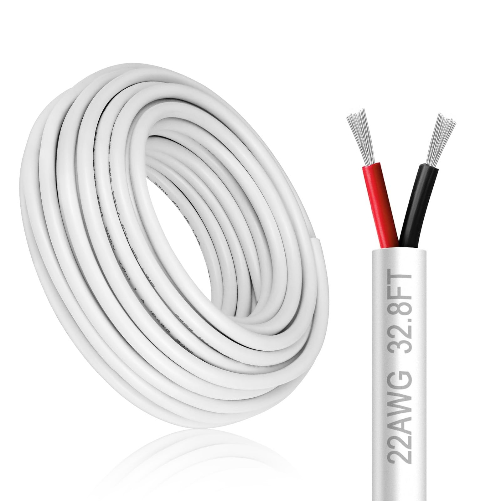DEKIEVALE 22 Gauge 2 Conductor Electrical Wire, 32.8FT White 32.8FT, white