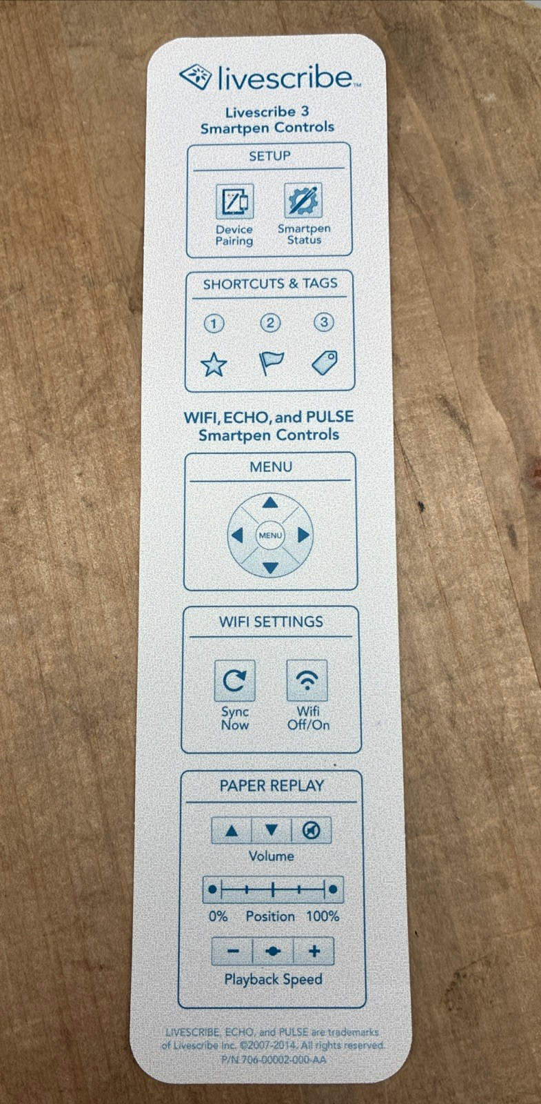 Livescribe 3 Smart Pen Controls Bookmark