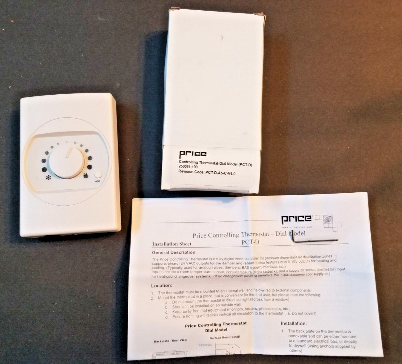 Price Model 250061-100 Controlling Thermostat Dial Model PCT-D - New In Box