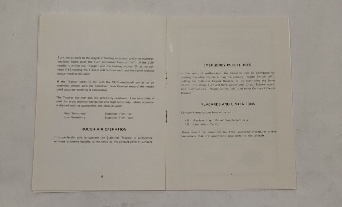Edo-Aire Mitchell Century I Automatic Flight System Pilots Operating Manual-Orig