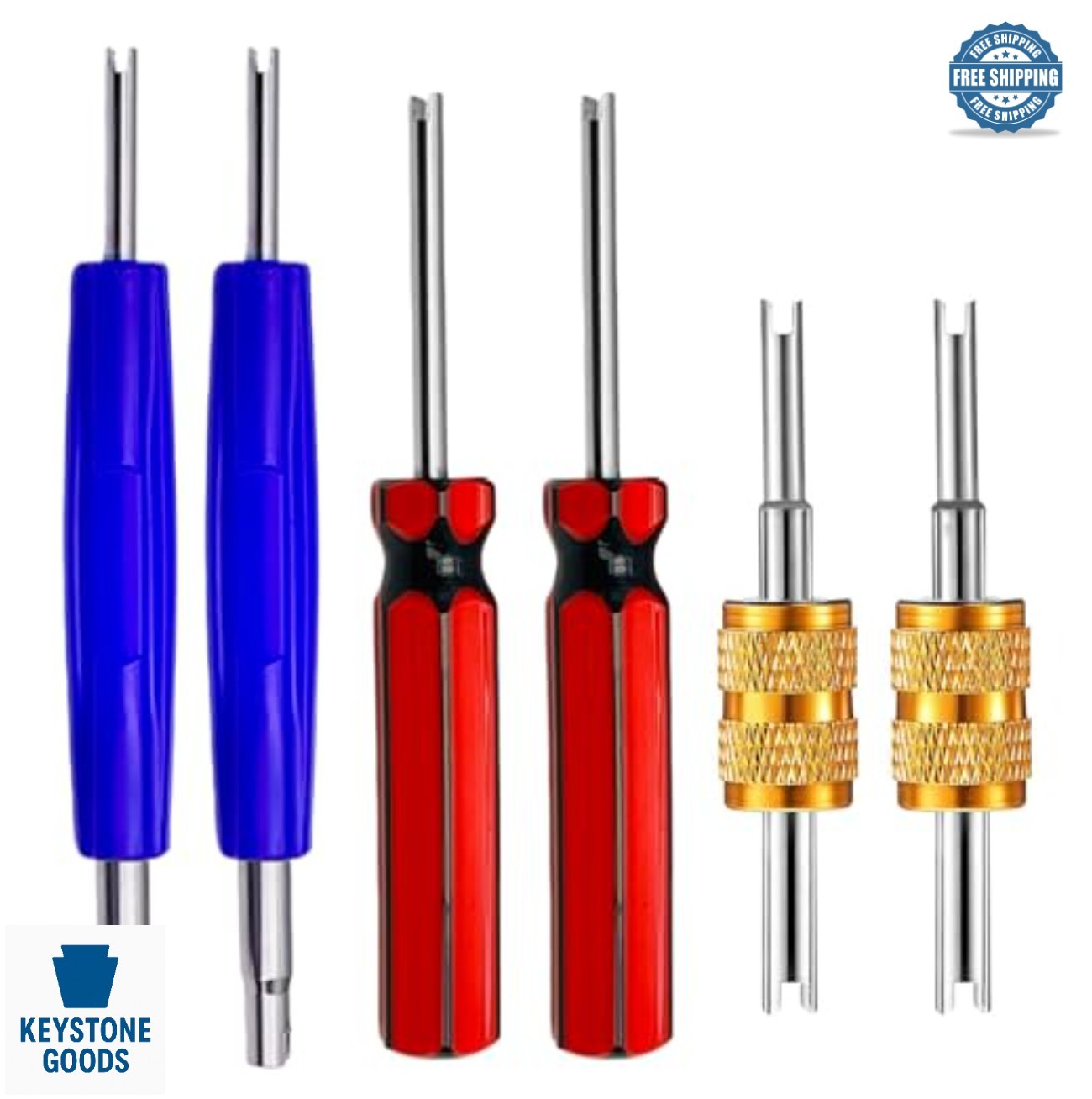 Valve Stem Removal Tool Kit 6 Piece R134 R12 A/C HVAC Schrader Core Remover Set