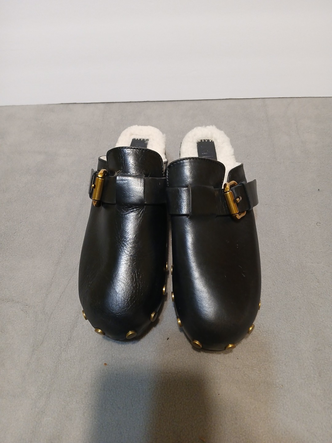 Mong Women's Black Mules Size 38 Europe 7.5 Slip On Black