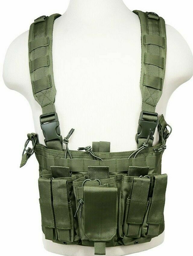 VISM Tactical Rifle & Pistol Magazine Chest Rig 6+6 Vest Shooting Hunting ODG