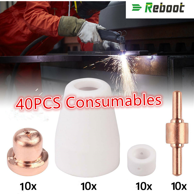 Reboot 2PCS PT-31 Plasma Cutter Roller Guide Wheel with 40pcs Torch Consumables