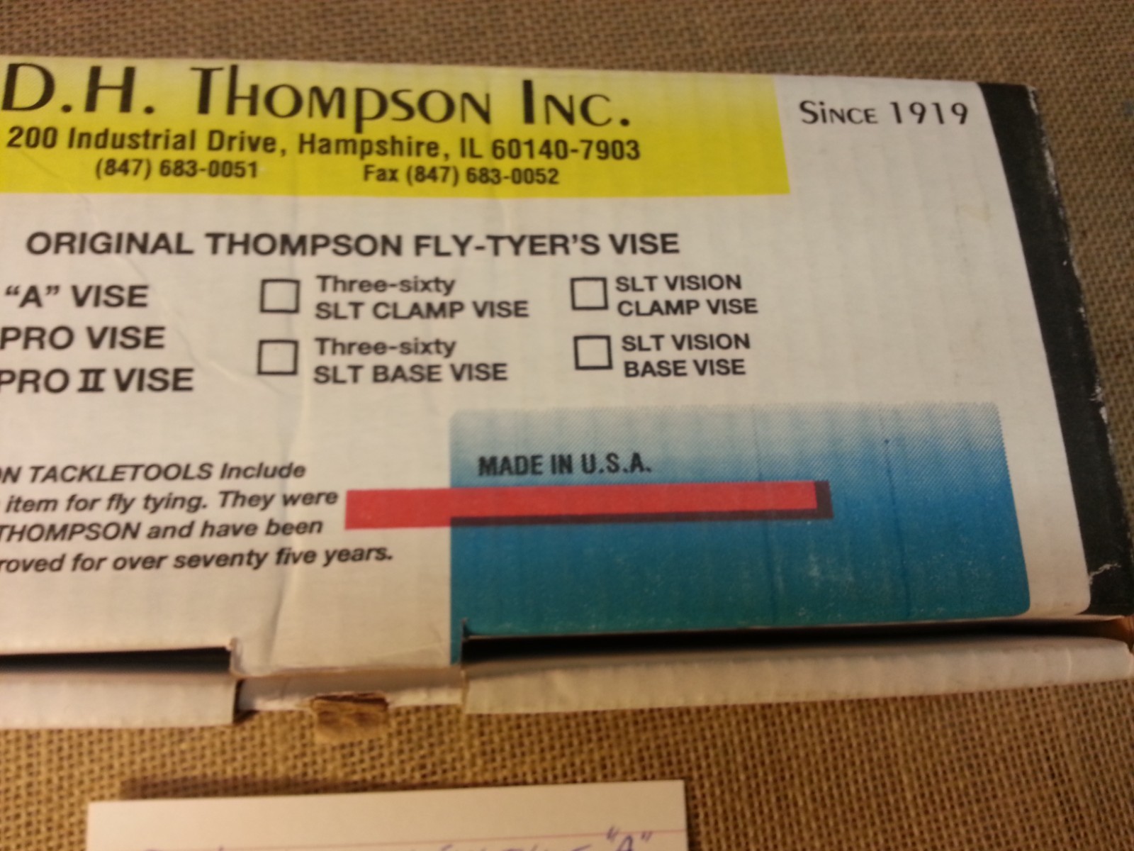 D.H. Thompson "A" Type Fly Tying Vise Kit