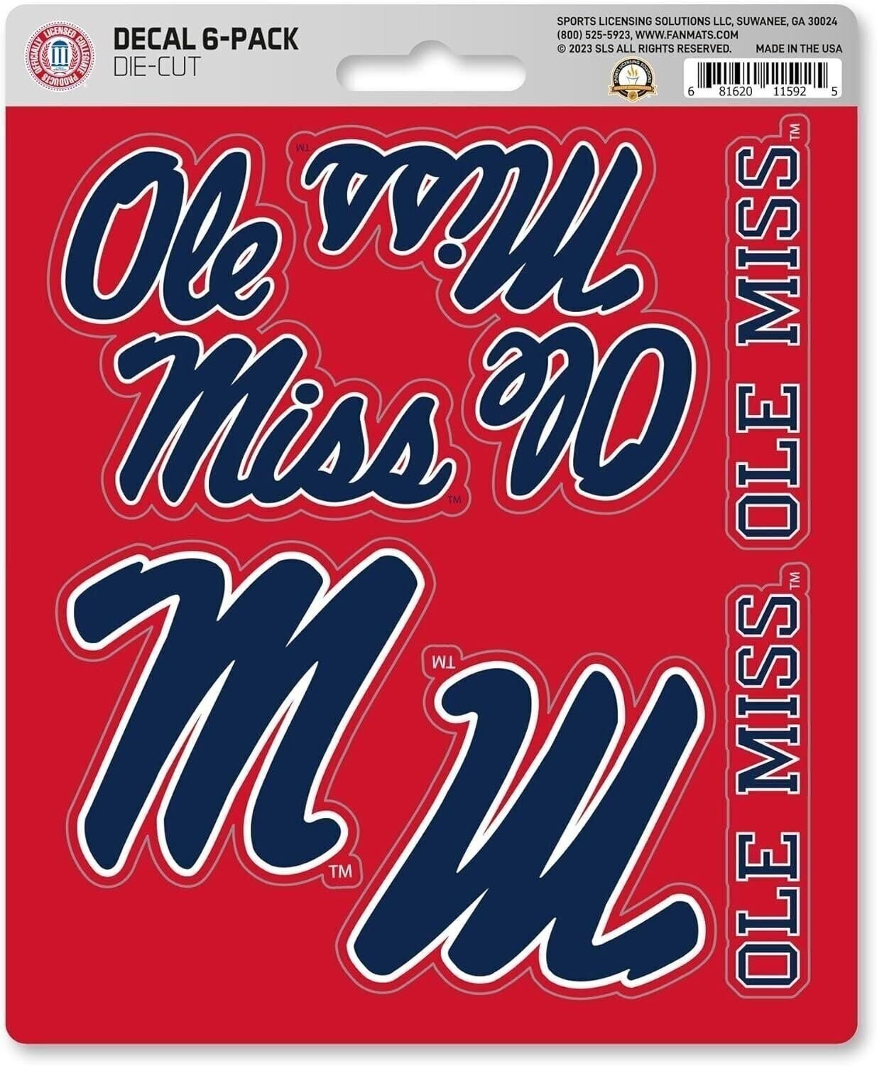 University of Mississippi Ole Miss Rebels 6-Piece Decal Sticker Set, 5x6 Inch...