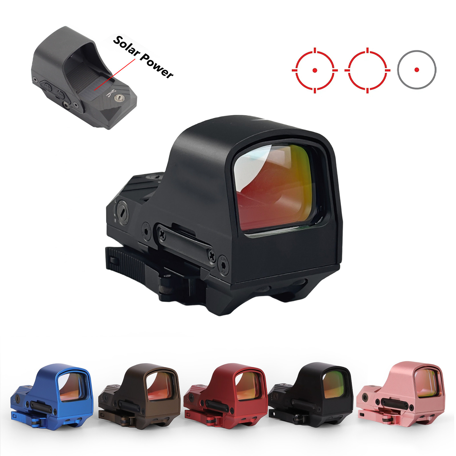 510C Red Dot Holographic Sight 2 MOA Dot 65 MOA Circle Multi Reticle Solar Power