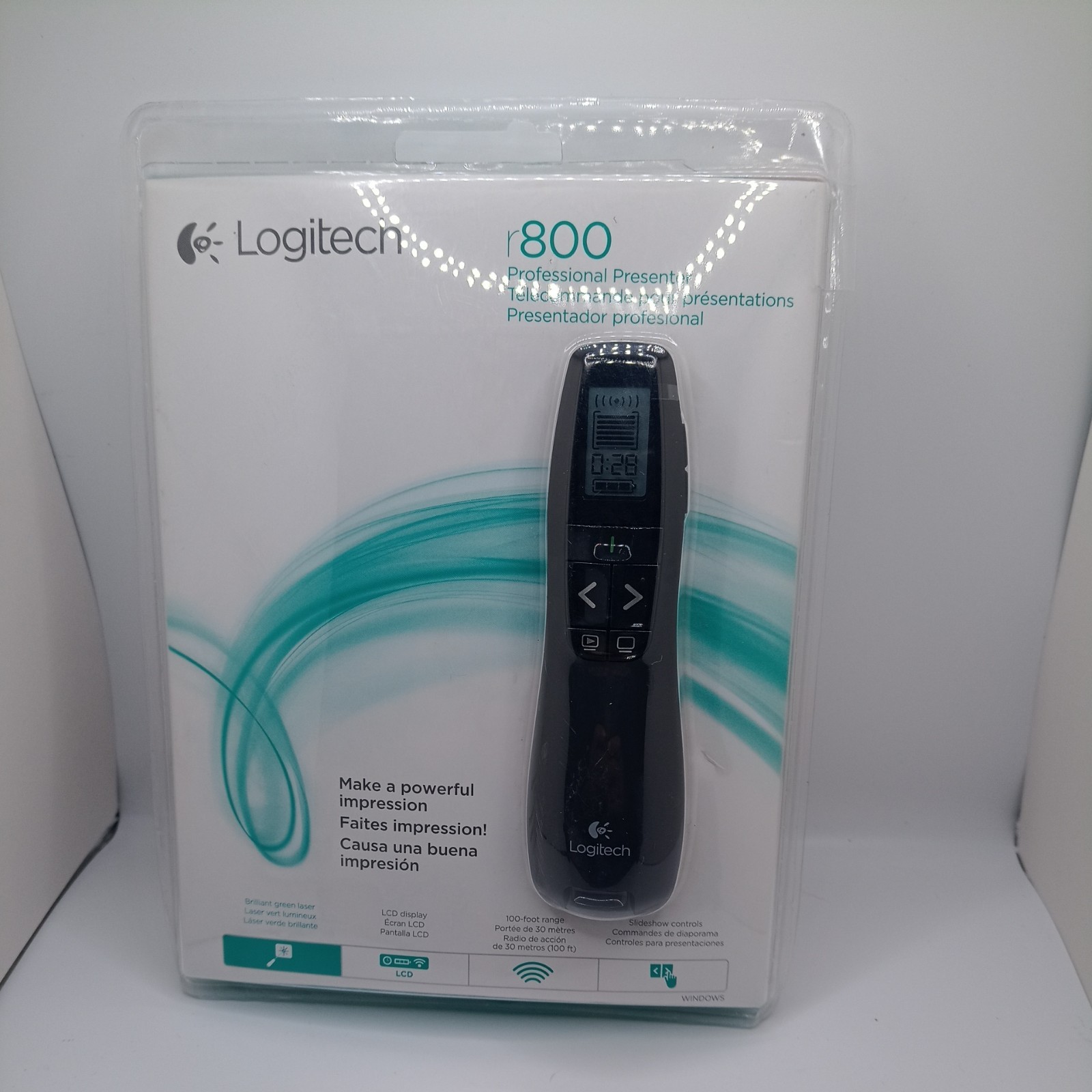 Logitech R800 Professional Presenter Green Laser New Open Box
