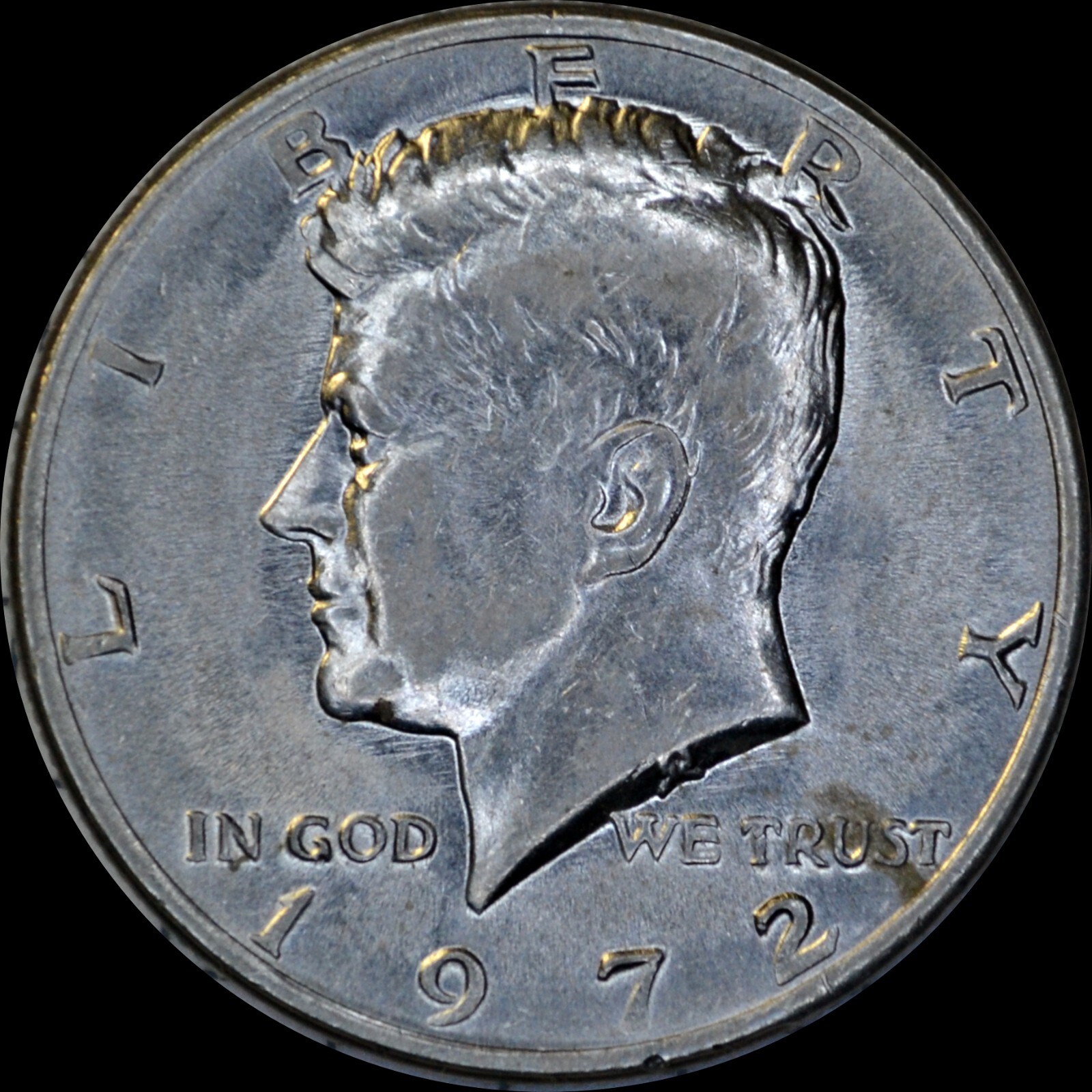 1972-P Kennedy Half Dollar DDR on States of America / Grease Cloud Puffs Errors.