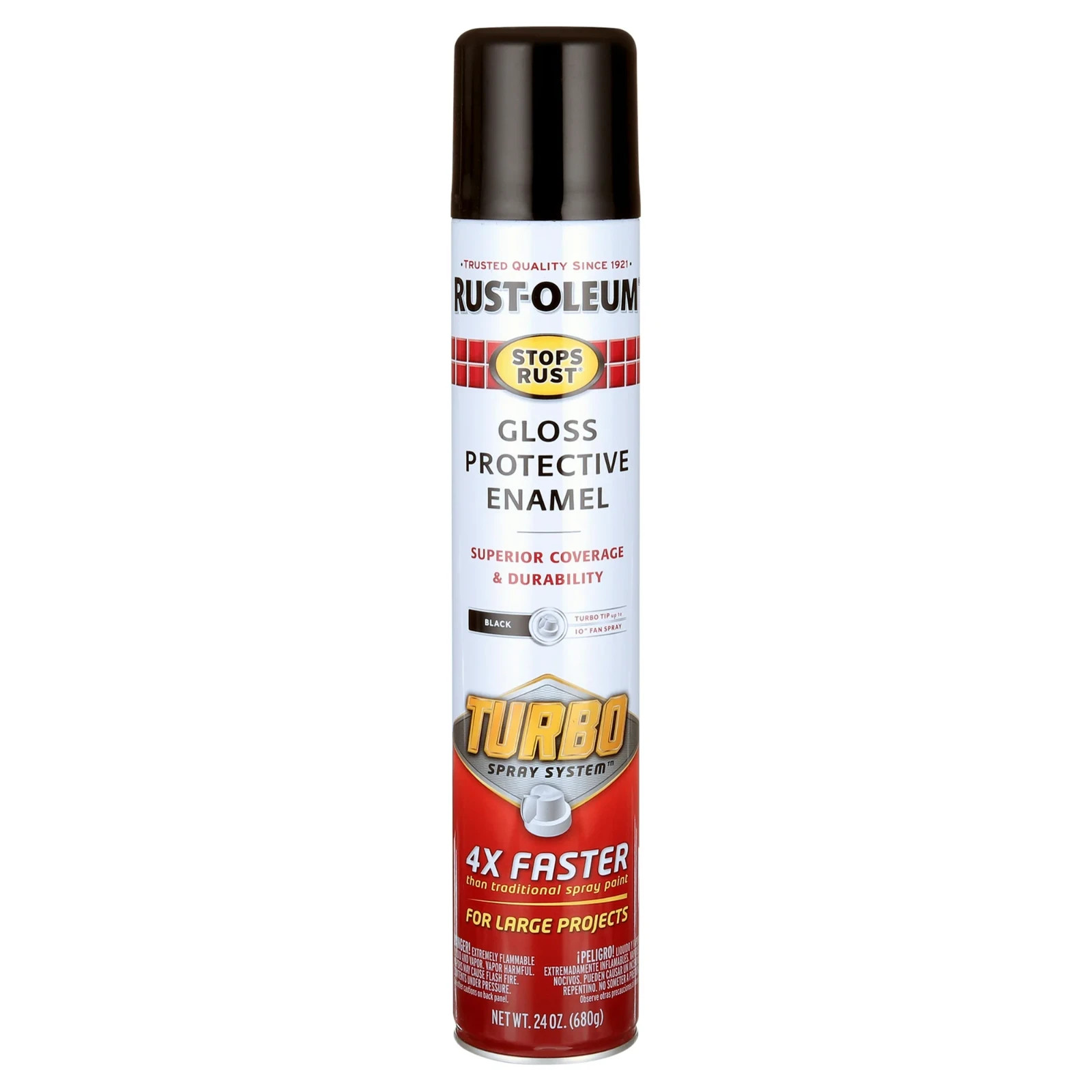 Rust-Oleum 334128 Stops Rust Turbo Spray Paint, Gloss Black - 24 oz