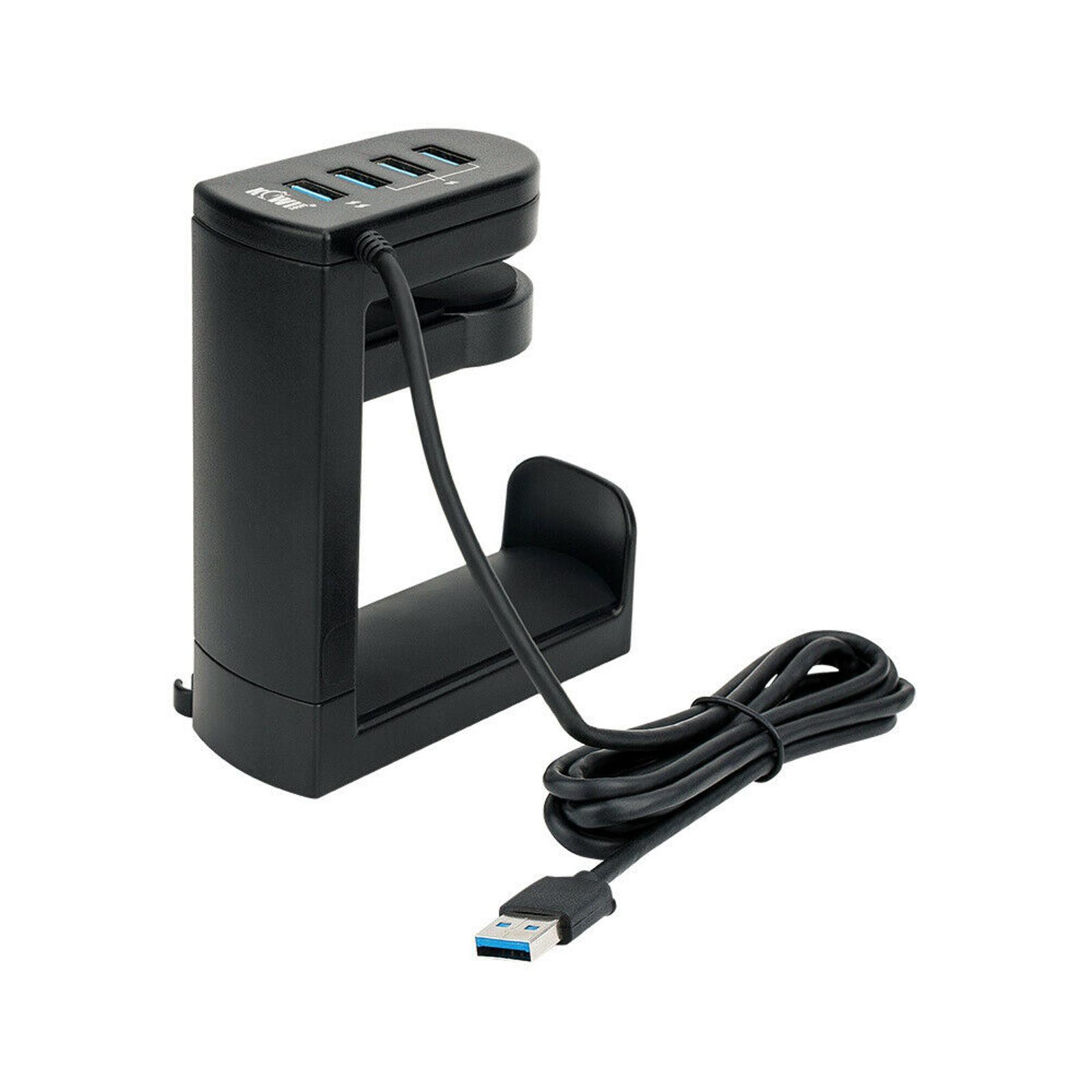 360° Rotation Headset Holder Earphone Storage Hook Stand 4-Port USB Data Hub vv