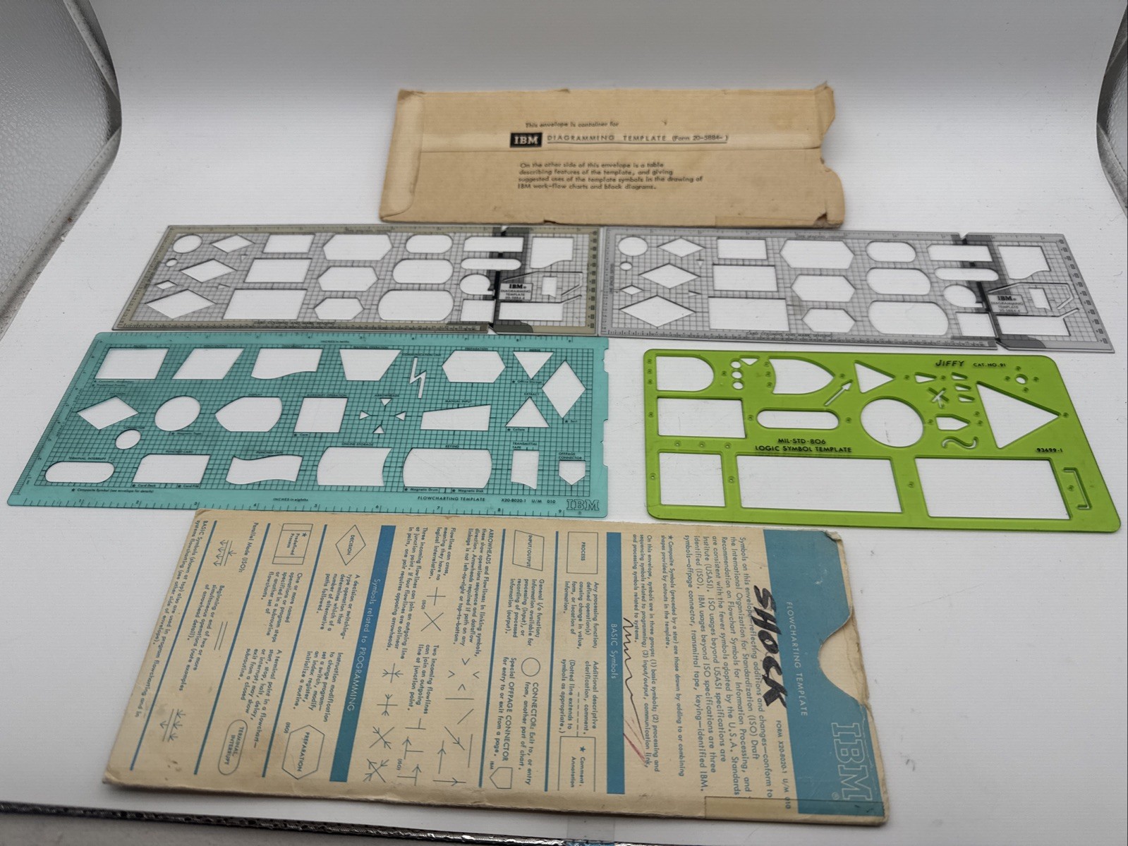 VTG ORIGINAL 70s IBM Flowcharting Template Diagramming Template Mil-STD-806 Lot