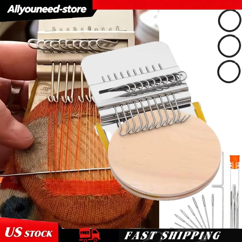 10 Hook Loom Knitting Kit,Patch Kit Weaving Loom,Portable Patch Darning Loom Kit