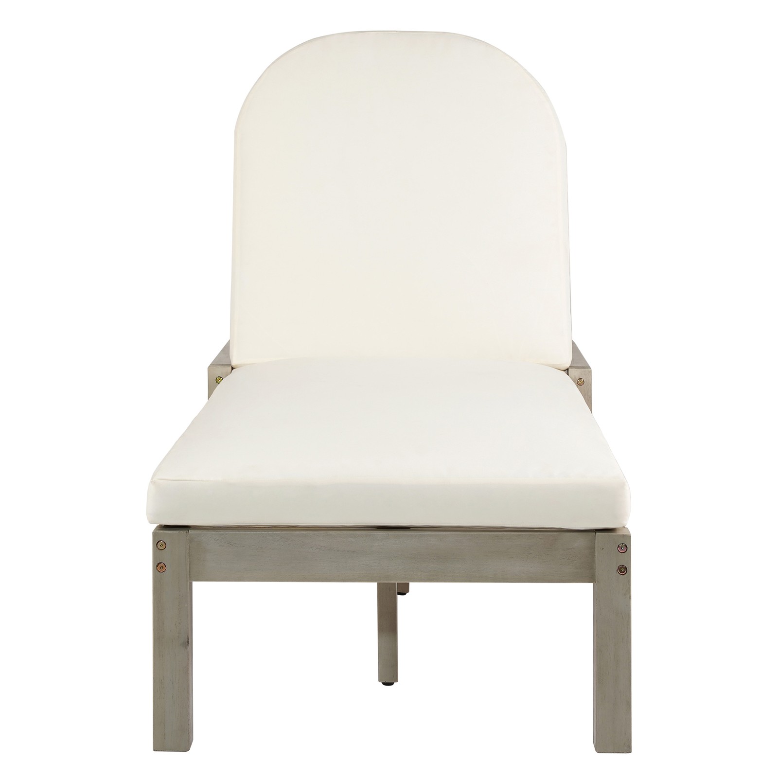 Patio Chaise Lounge Chair 2-Pack, Acacia Wood, Adjustable Backrest, Gray Cushion