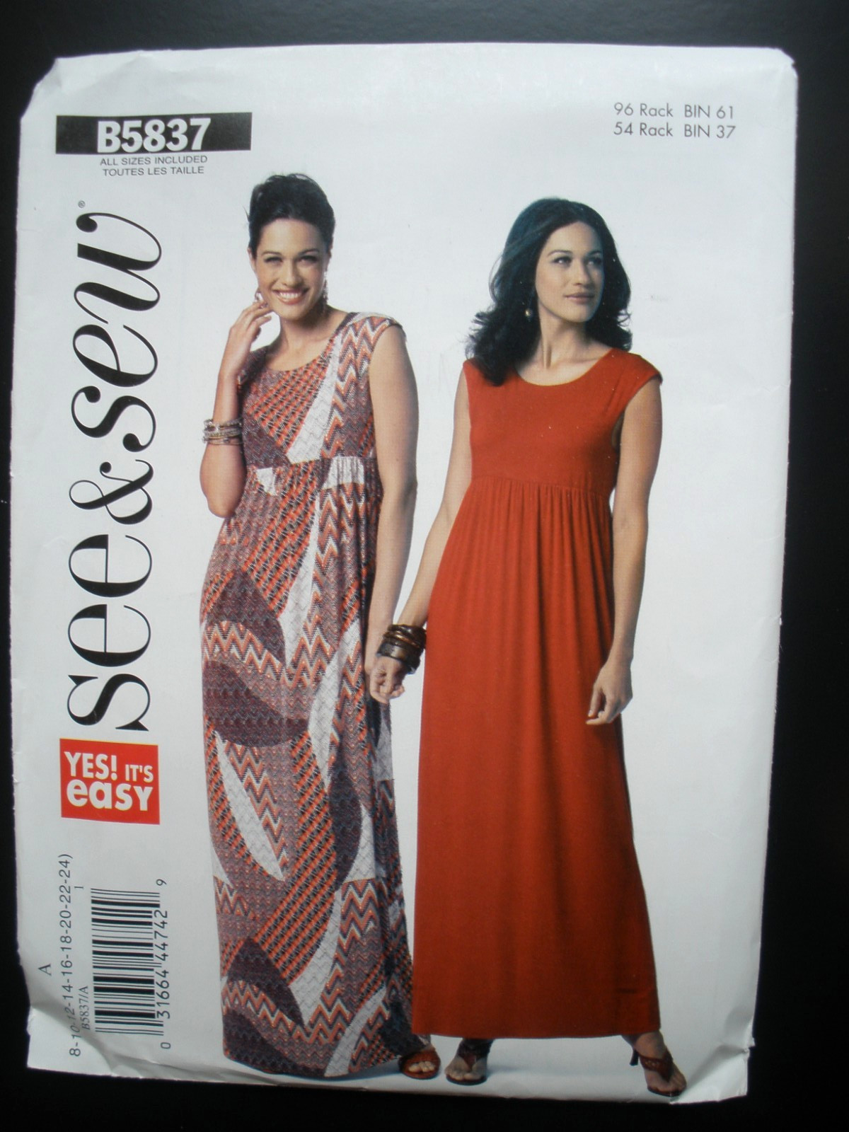 See & Sew 5837 EASY Pullover Dress Keyhole Back Ties Misses' 8-24 Pattern Uncut