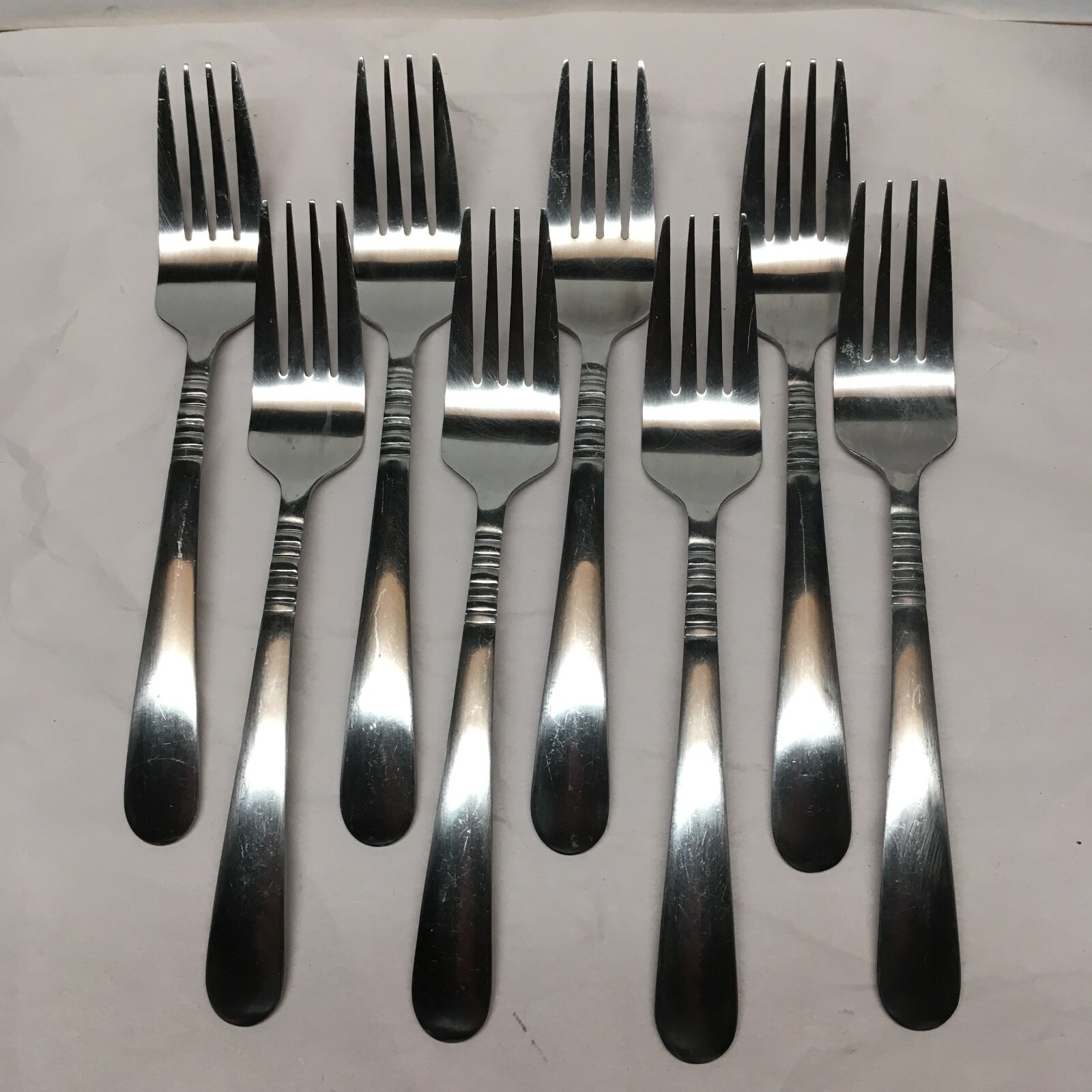 39pc International Stainless Flatware Ribbed Neck Vertical Lines China