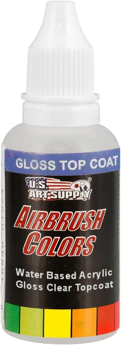 US Art Supply 1-Ounce Protective Clear Gloss Top Coat Airbrush Paint Clear